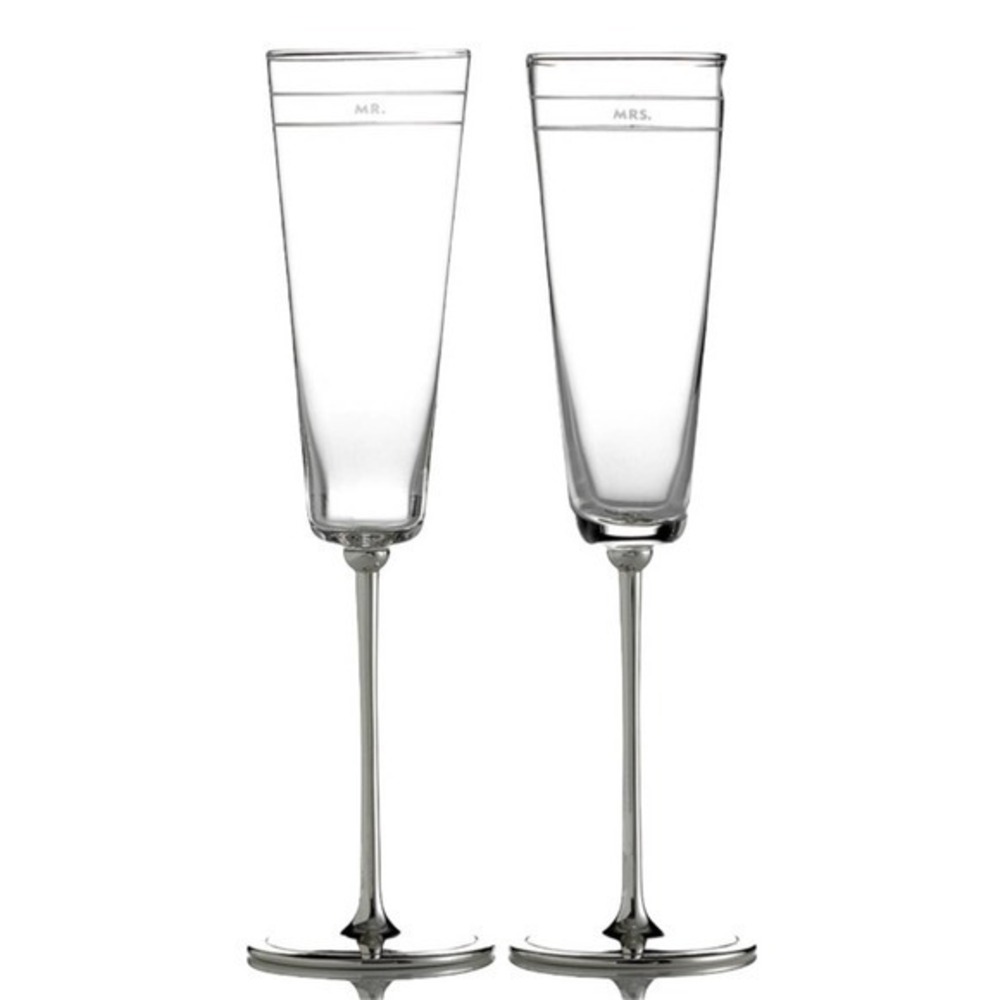 Kate Spade New York Darling Point Silverplate Toasting Flutes (Mr. & Mrs…)